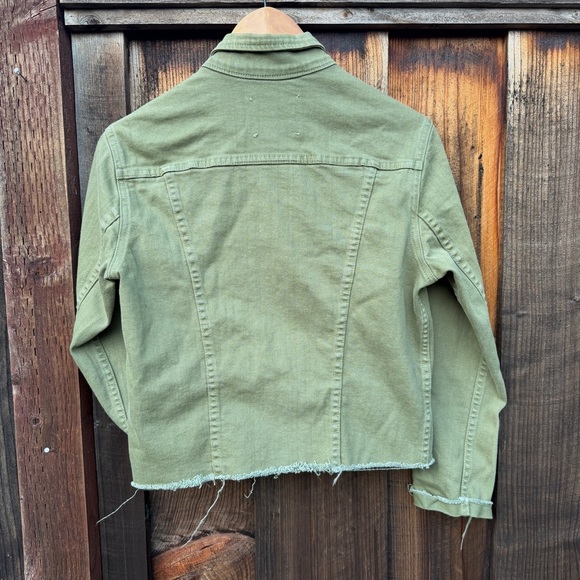 L'AGENCE Janelle Olive Army Green Denim Jacket Medium - Picture 2 of 9